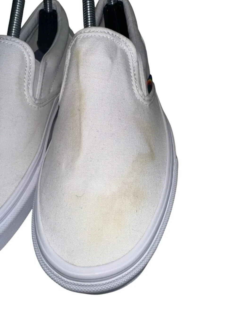 Vans Classic Slip On Rainbow Soles Trim Sneakers White 7.5 Men 9 Women Pride